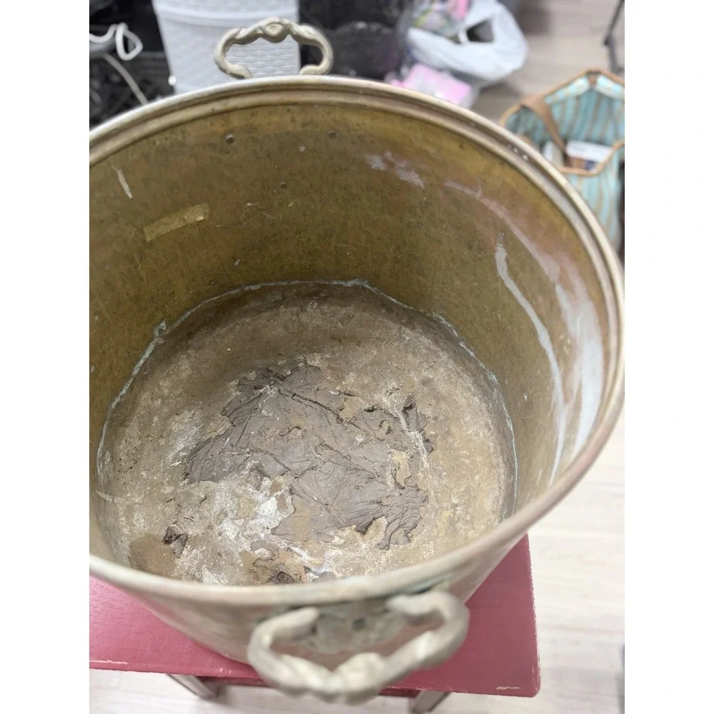 Vintage Copper Jardinniere 14in‎ Round Pot For Planter